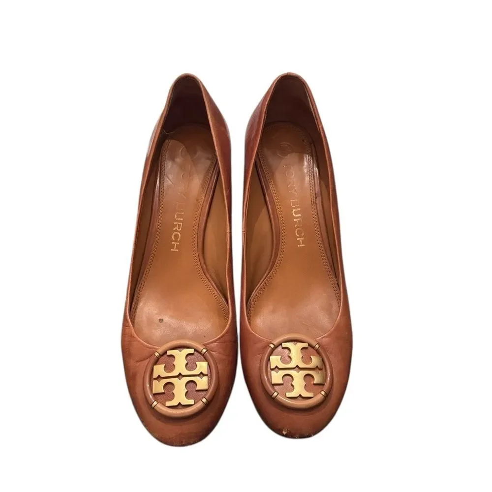 Tory Burch Chelsea Women’s Brown Leather Wedge Pumps